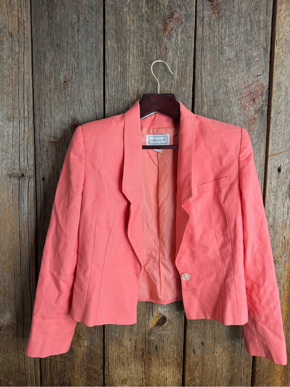 Vintage Haberdasher Coral Pink Cropped Blazer Jacket